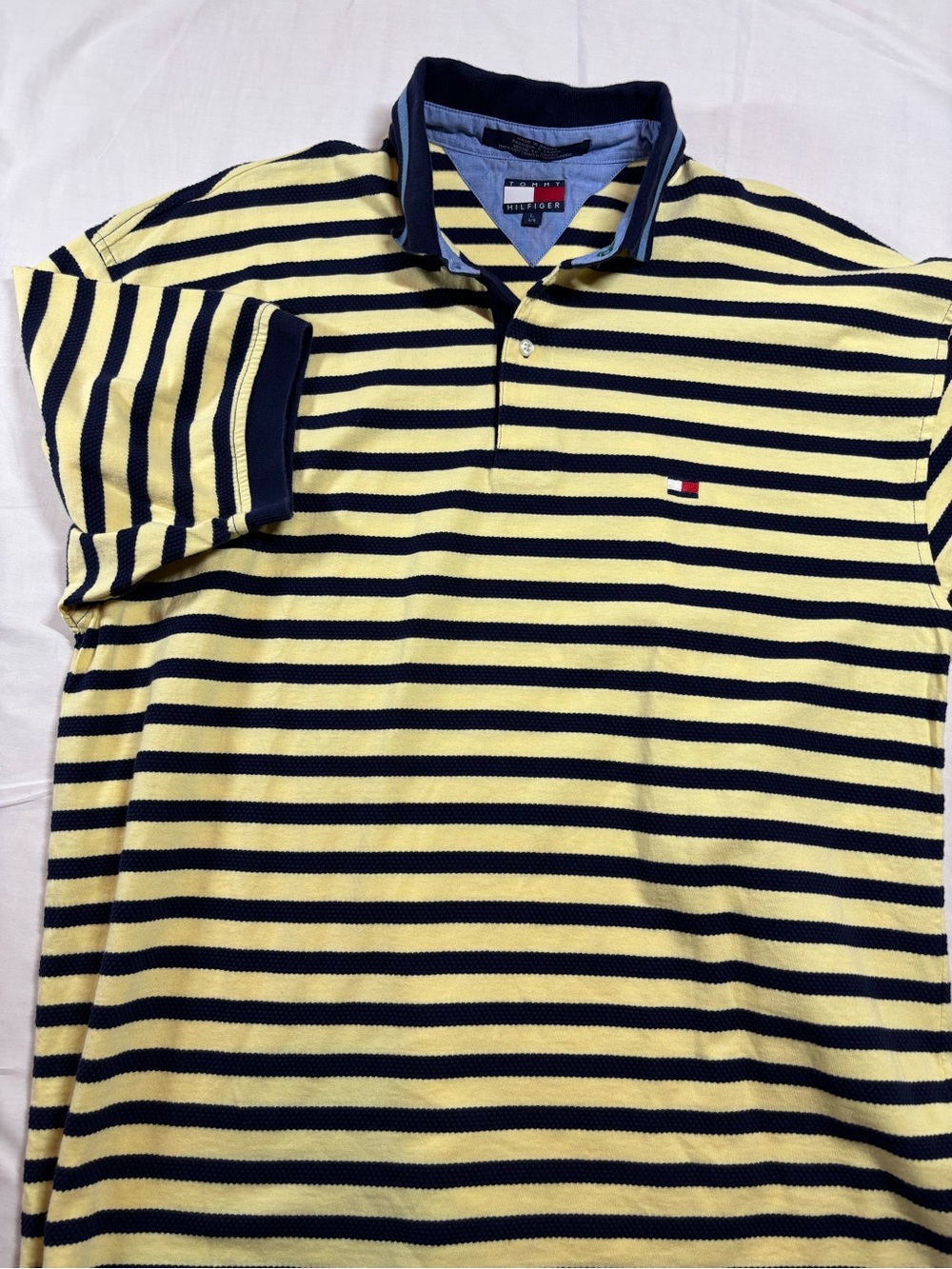 Tommy Hilfiger Y2K Vintage Light Blue Polo Shirt Size Large